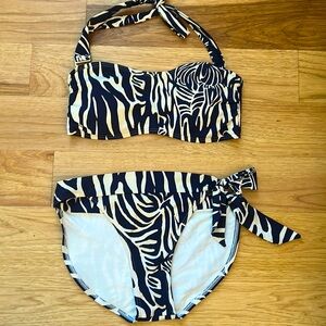 LILLY PULITZER BIKINI SET Womens 4 Used Preowned Top Bottom animal print Swim